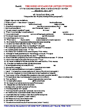 Đề thi chọn học sinh năng khiếu cấp huyện Tiếng anh lớp 8 - Năm học 2011-2012